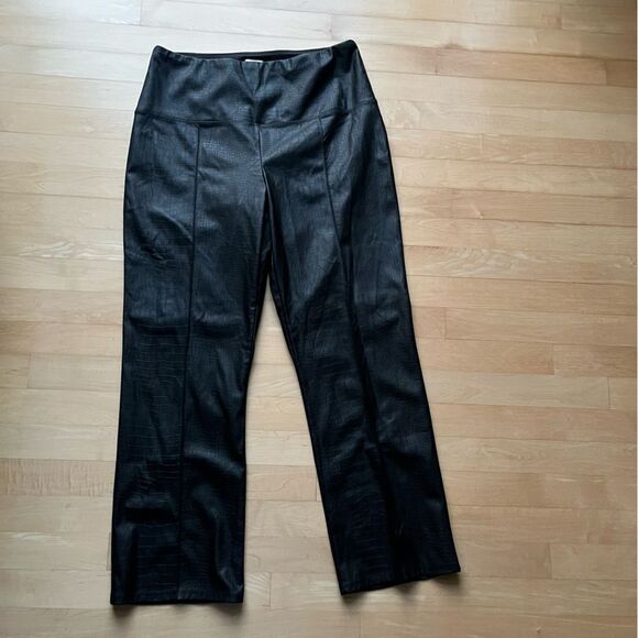 Joie Croc Vegan Leather High Rise Pull On Black L NWOT - Picture 3 of 12